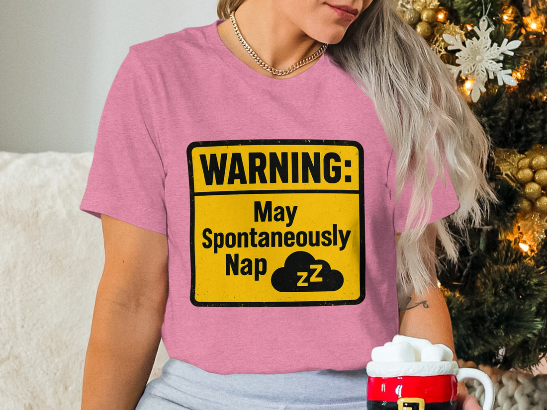 Warning May Spontaneously Nap Funny | A Caution | Retirement Personalized Soft Color Bella T-Shirts - Retiree Gifts Retirement Party