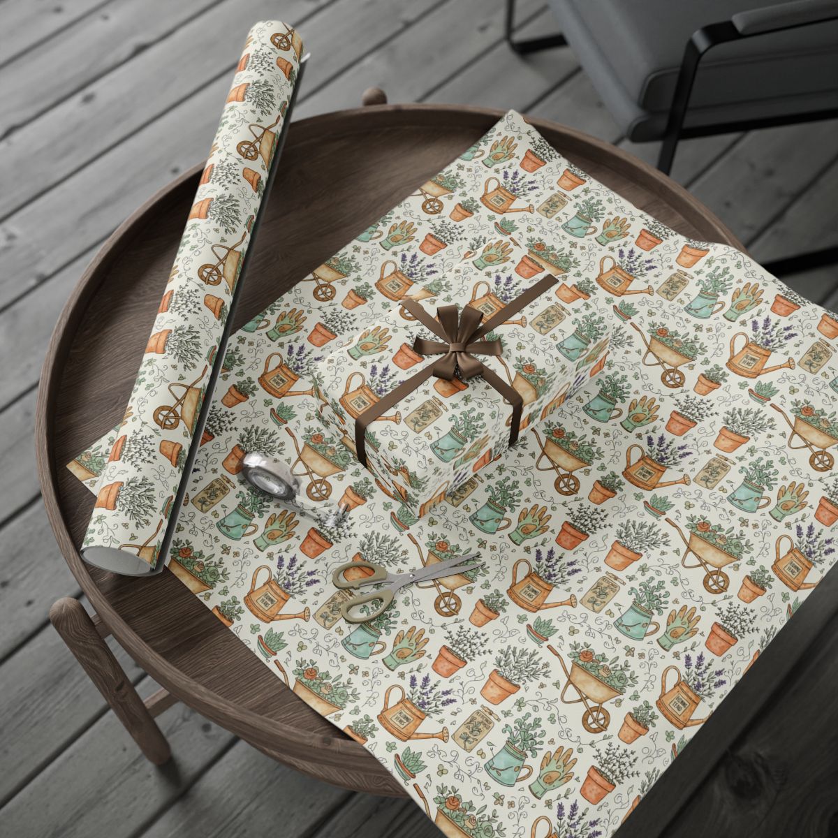 Gardening Print Rolled Gift Wrap Wrapping Paper