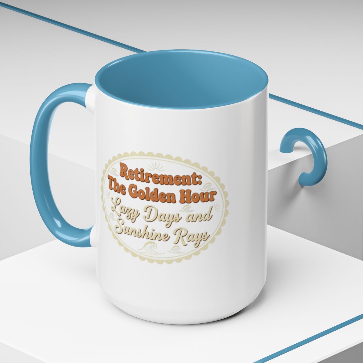 Retirement: The Golden Hour Lazy Days and Sunshine Rays | Gold Silver Black or Access Mugs - Retiree Gifts Retirement Party