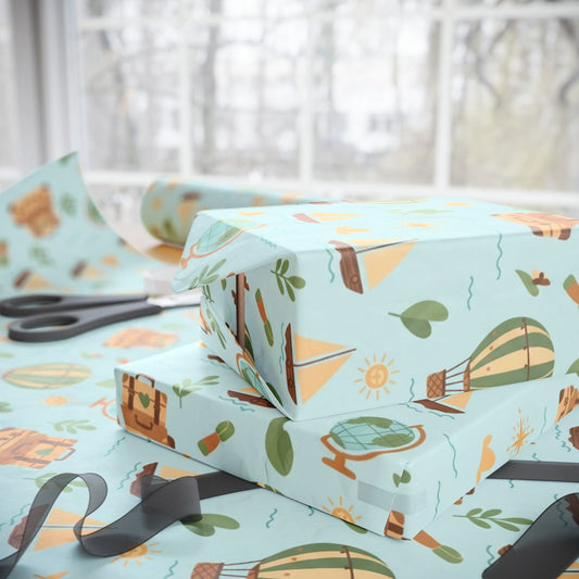 Camping and Adventure Themed Wrapping Paper