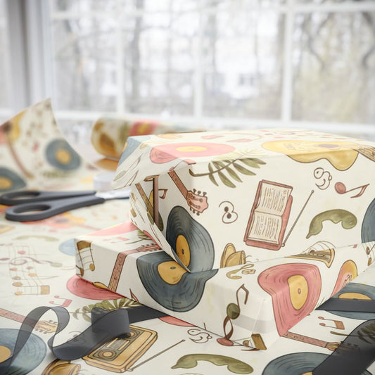 Musical Instrument and Record Pattern Gift Wrap