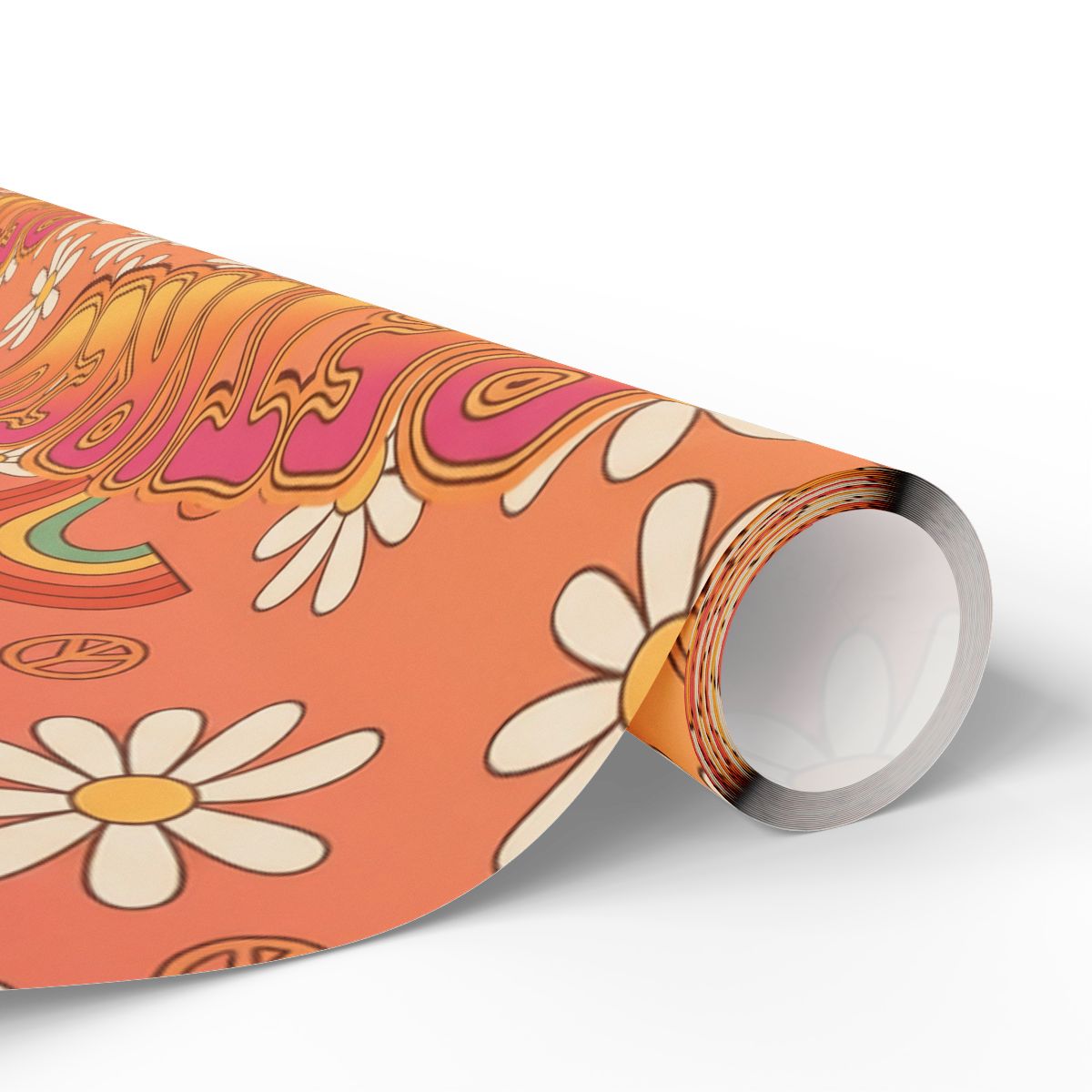 Retro Flower Power Daisy Print Wrapping Paper product