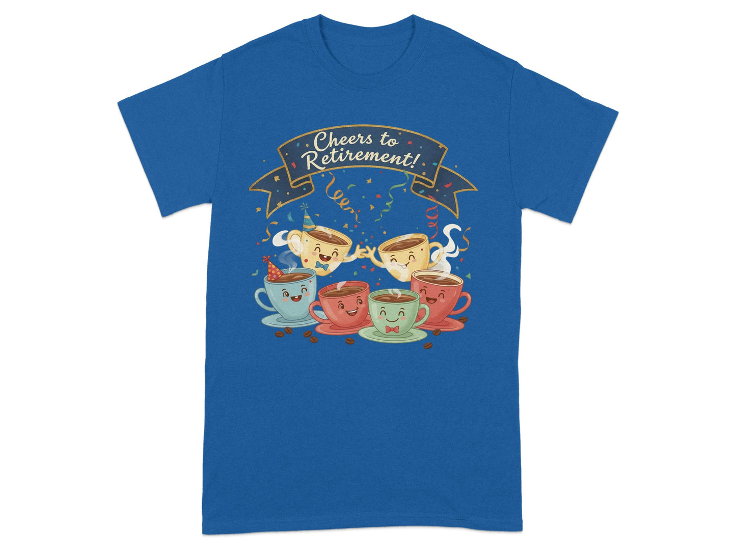 Fun Cheers to Retirement Coffee Cups Graphic T-shirt