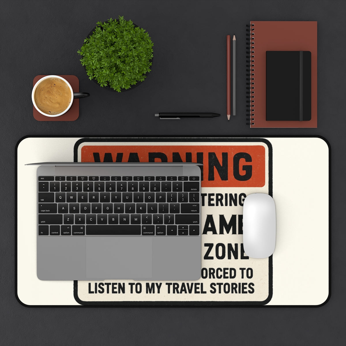 Personalized Retirement Desk Mat / Mouse Pad – “Warning Entering Zone Listen To Stories” - Retiree Gifts Retirement Party
