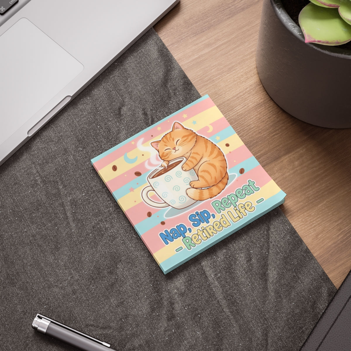 Nap Sip Repeat Retired Life Cat Design Notepad