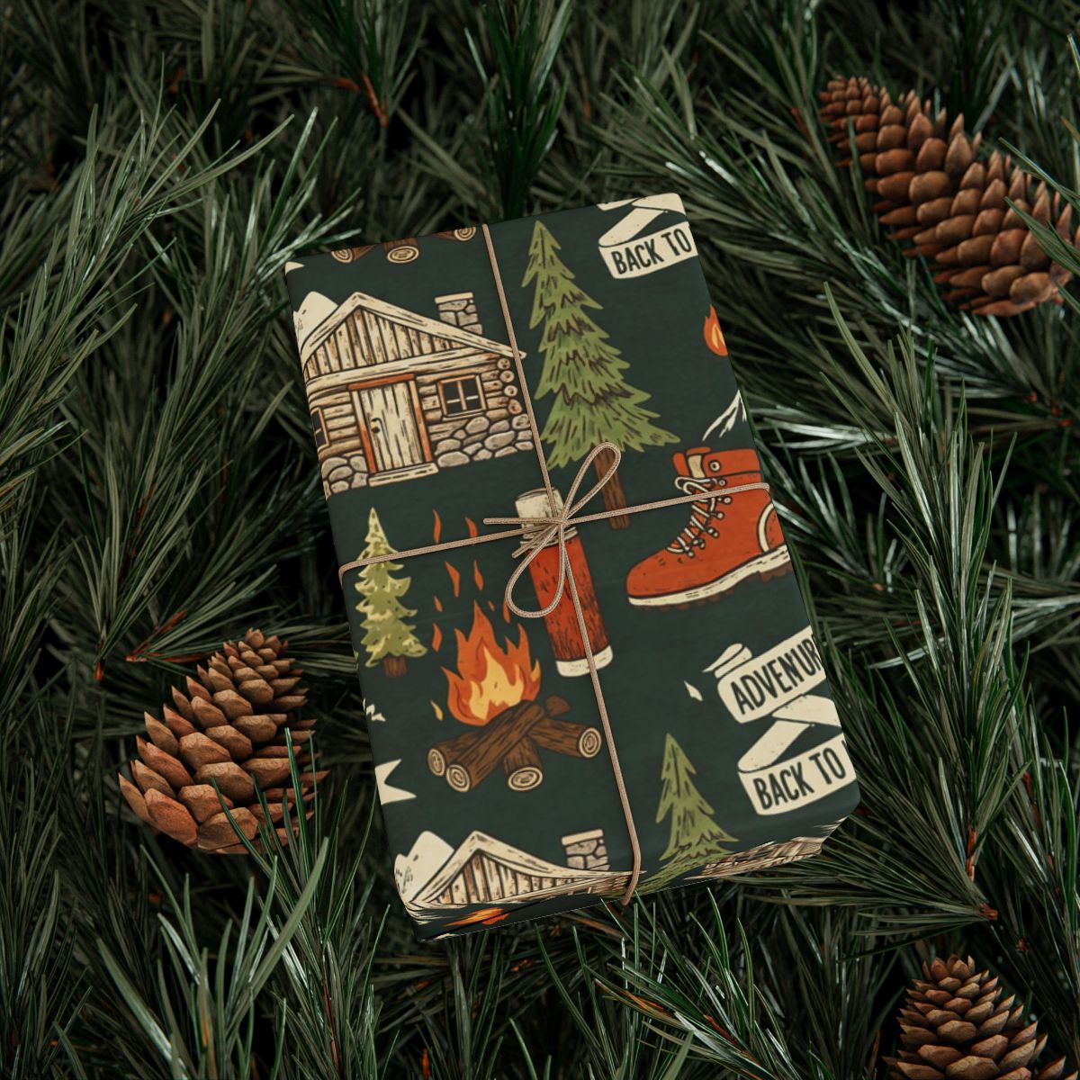 Adventure Back to Nature Cabin Wrapping Paper