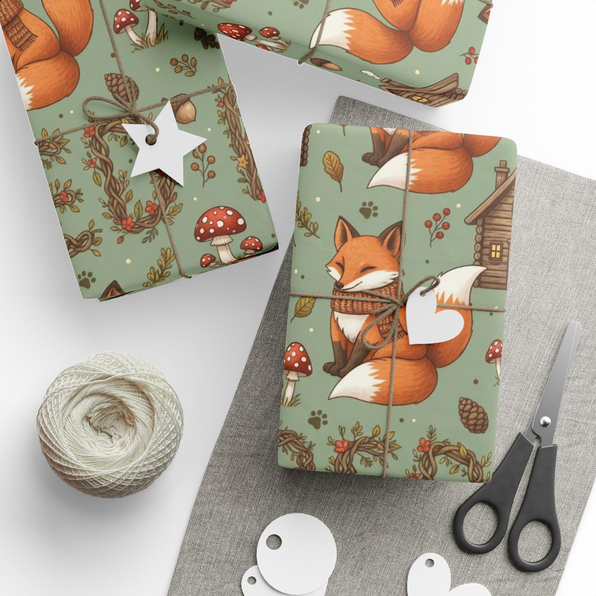 Cute Fox and Forest Wrapping Paper Gift Decoration
