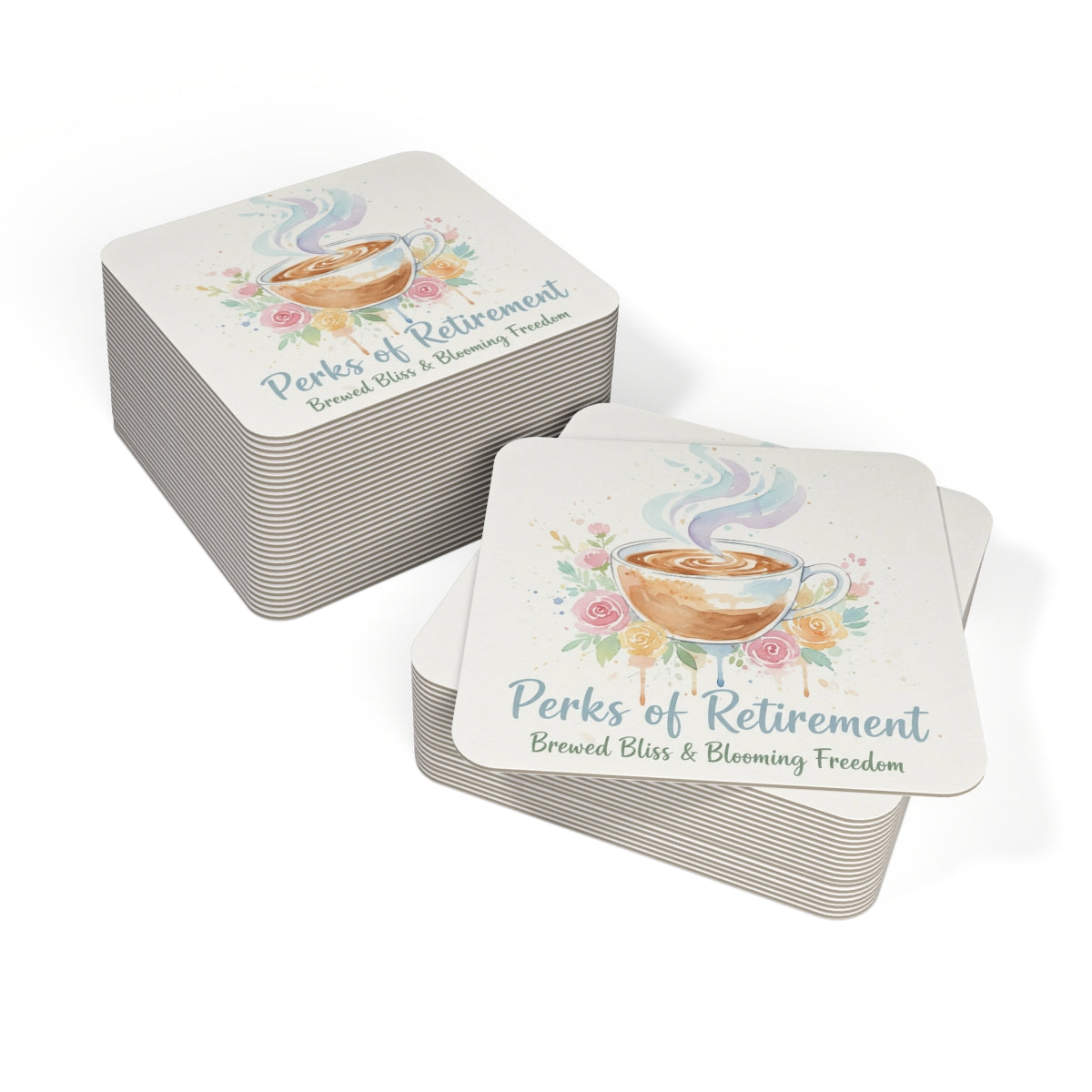 Perks Of Retirement Brewed Bliss Coaster Set