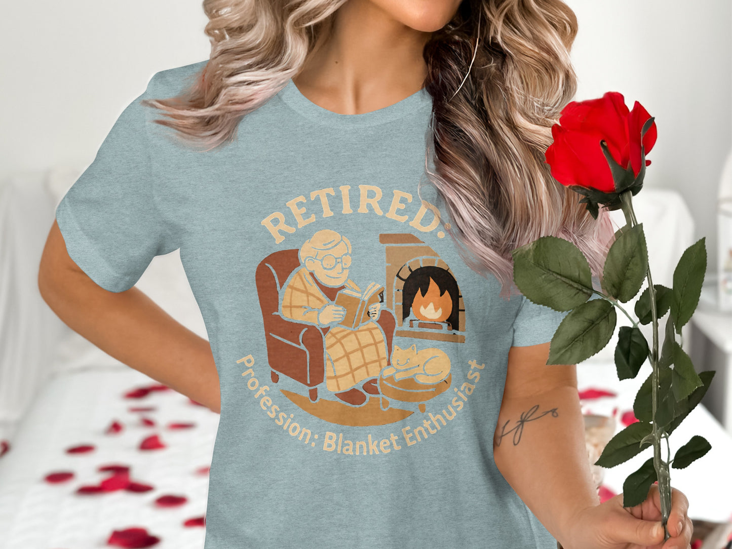 Retired Profession Blanket Enthusiast | Personalized | Perfect Soft Color Bella T-Shirts - Retiree Gifts Retirement Party