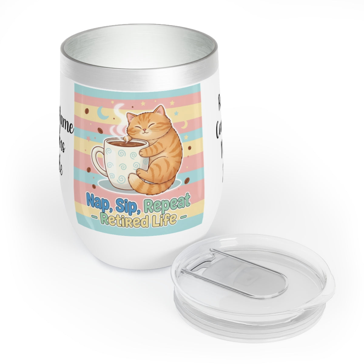 Nap Sip Repeat Retired Life Cat Illustration Tumbler