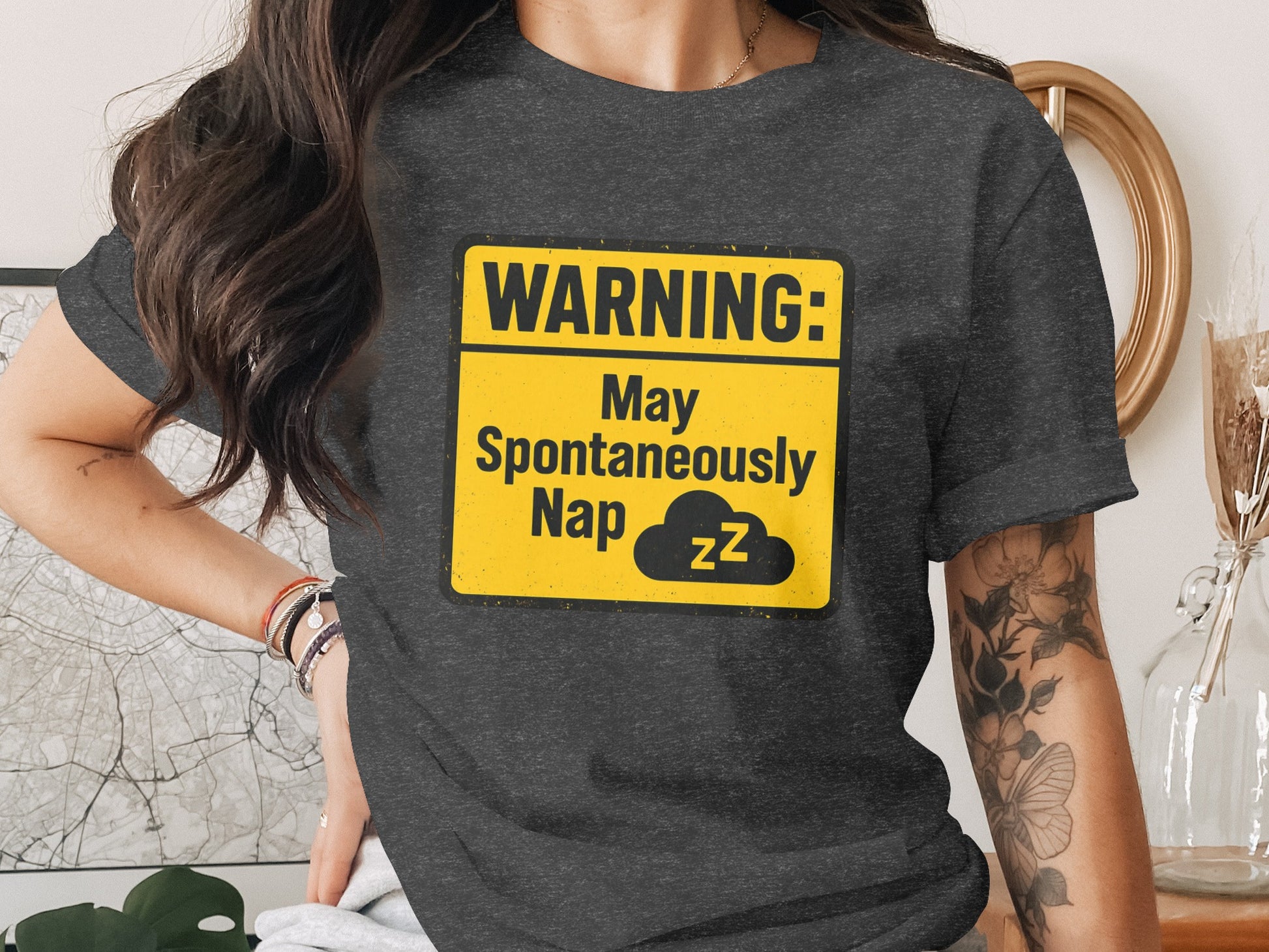 WARNING May Spontaneously Nap | Dark Heaterh Color Bella T-Shirts - Retiree Gifts Retirement Party