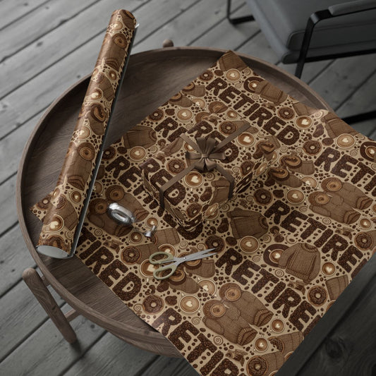 Creative 'Retired' themed gift wrapping paper
