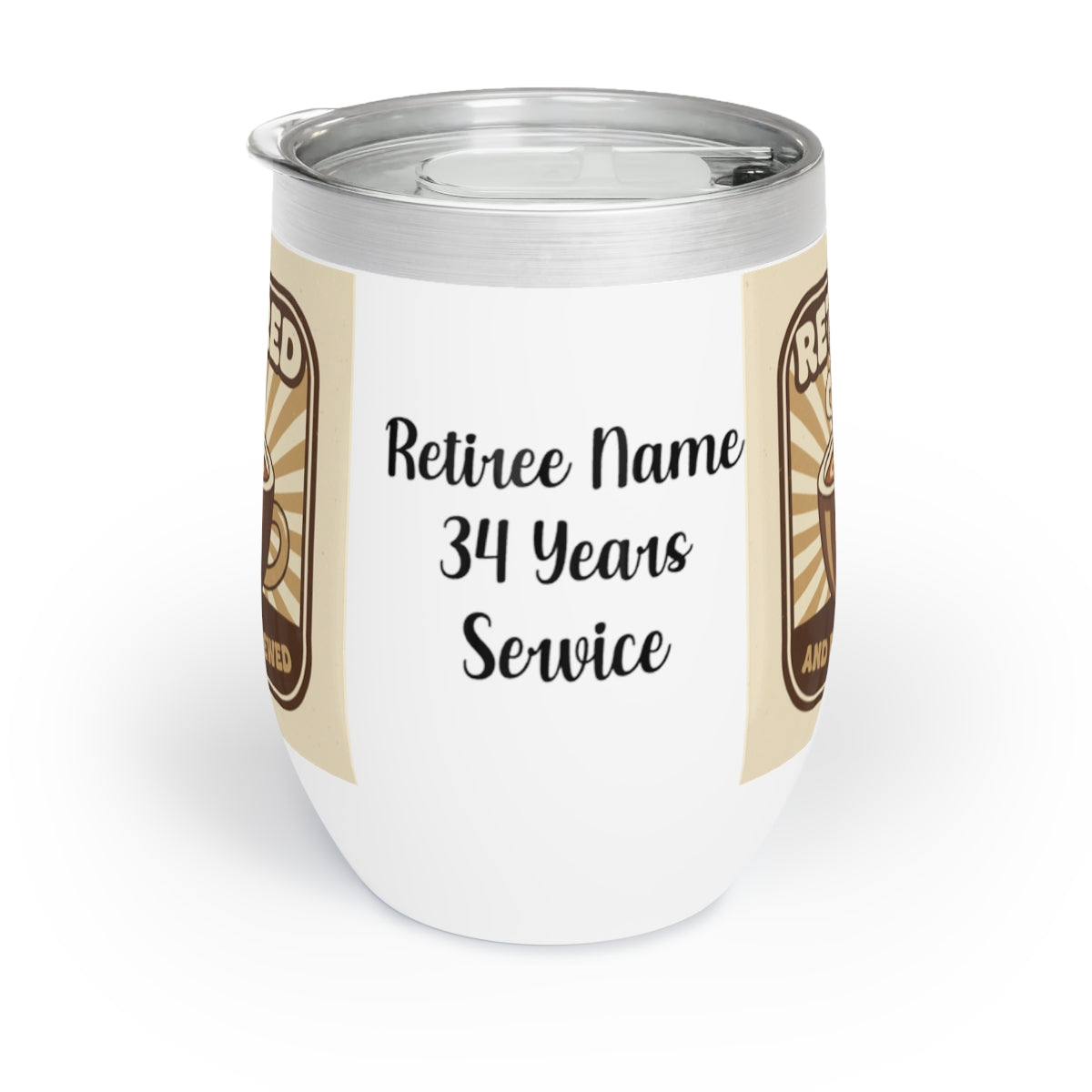 Retiree Name 34 Years Service Unique Gift Tumbler