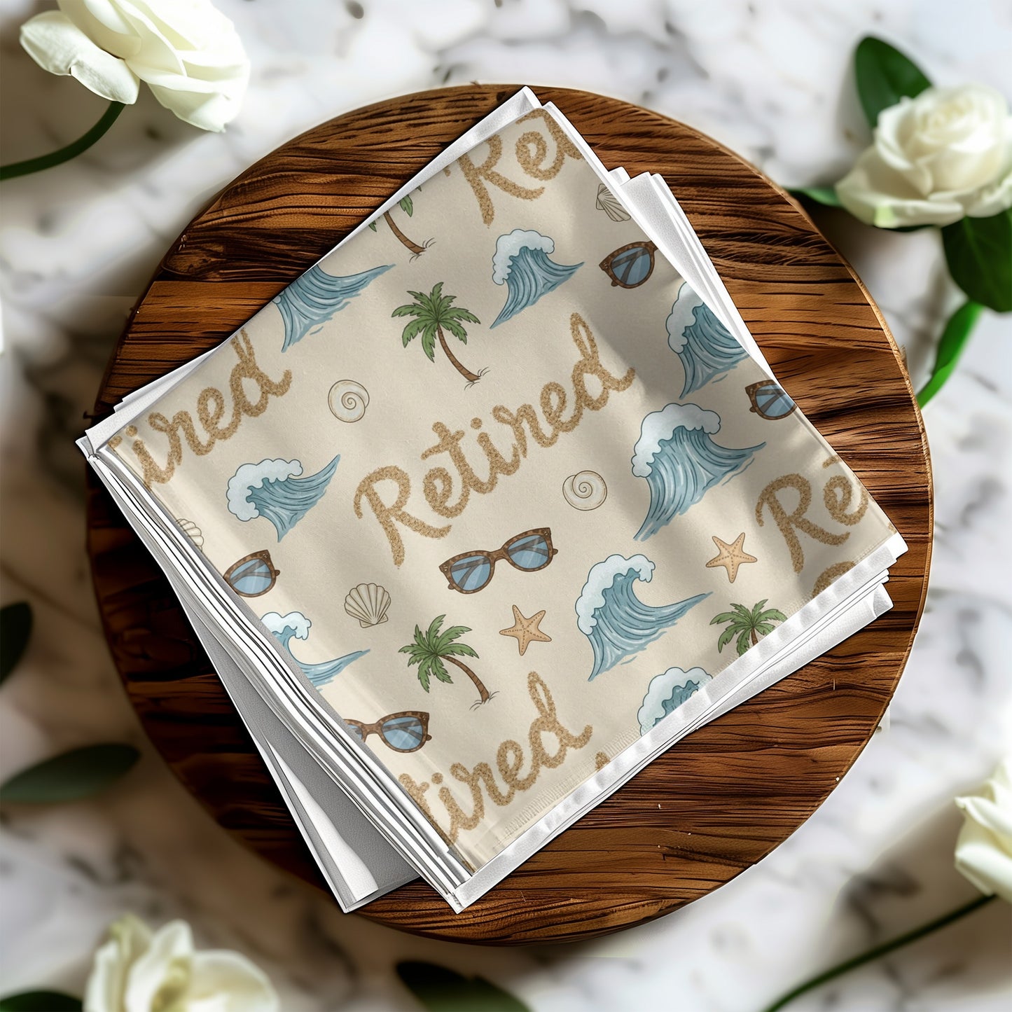 Retired Beach Vacation Theme Napkins Perfect for Parties
