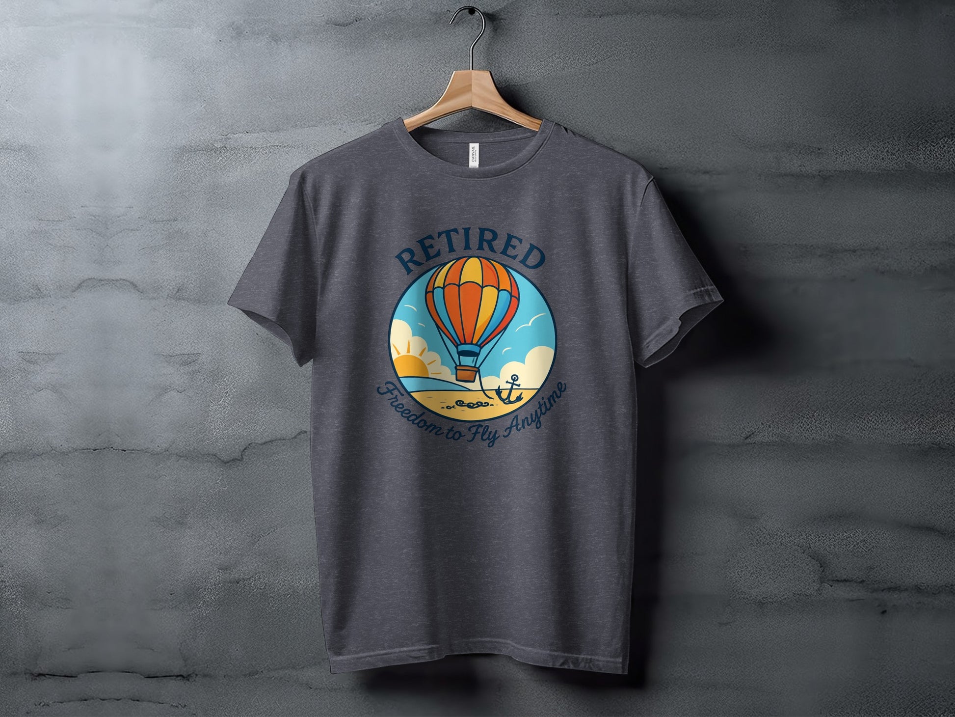 Retired Freedom to Fly Anytime | Dark Heather Color Bella T-Shirts - Retiree Gifts Retirement Party