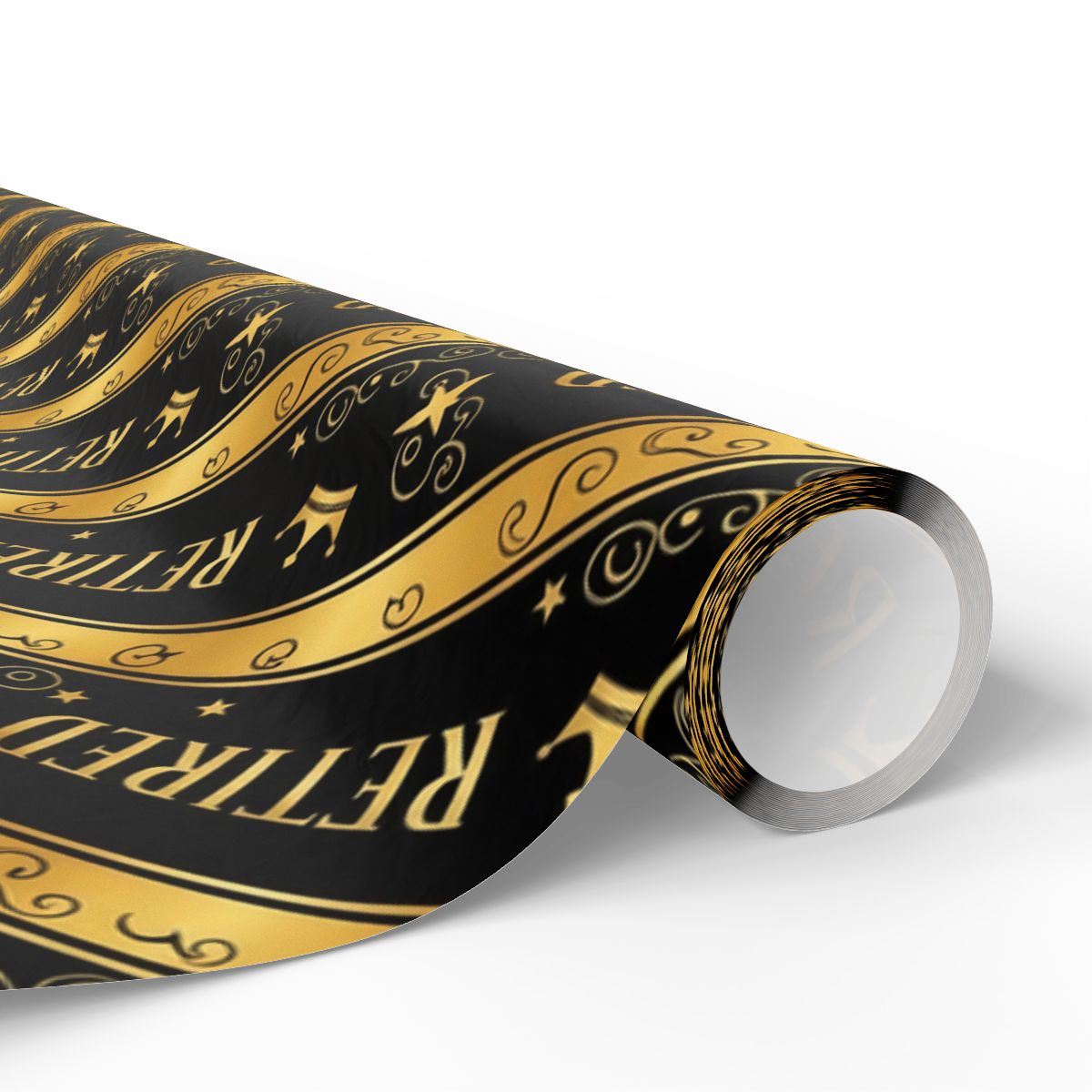 Retired Party Celebration Black Gold Wrapping Paper