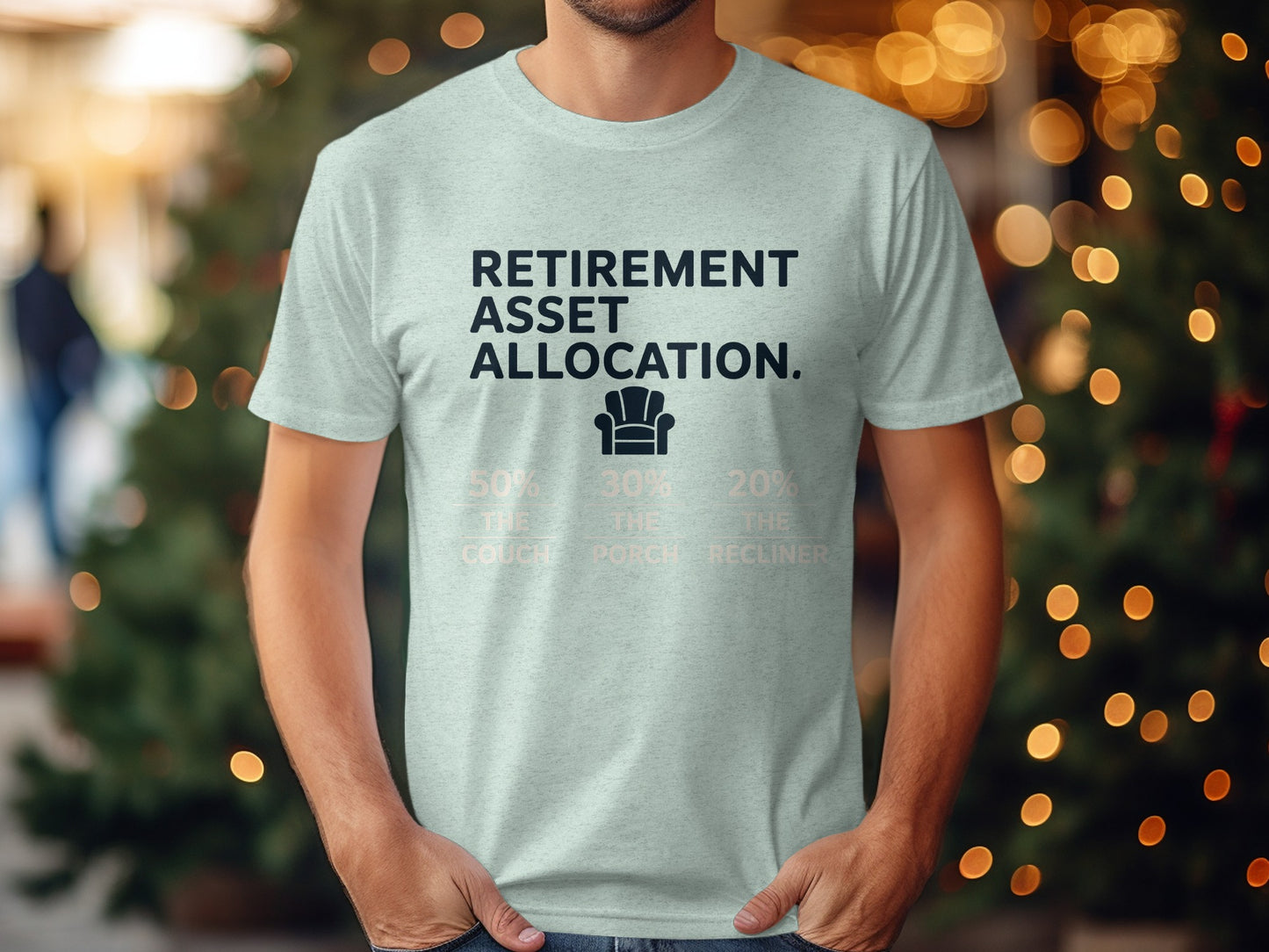 Retirement Asset Allocation 50% Couch 30% Porch | Relax | Graphic Soft Color Bella T-Shirts - Retiree Gifts Retirement Party