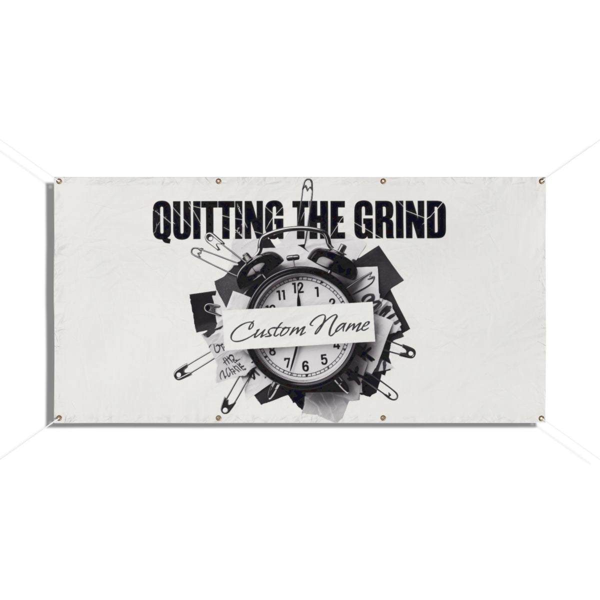 Quitting The Grind Clock with Pins on Paper Vinyl Banner or Yard Sign - Retiree Gifts Retirement Party