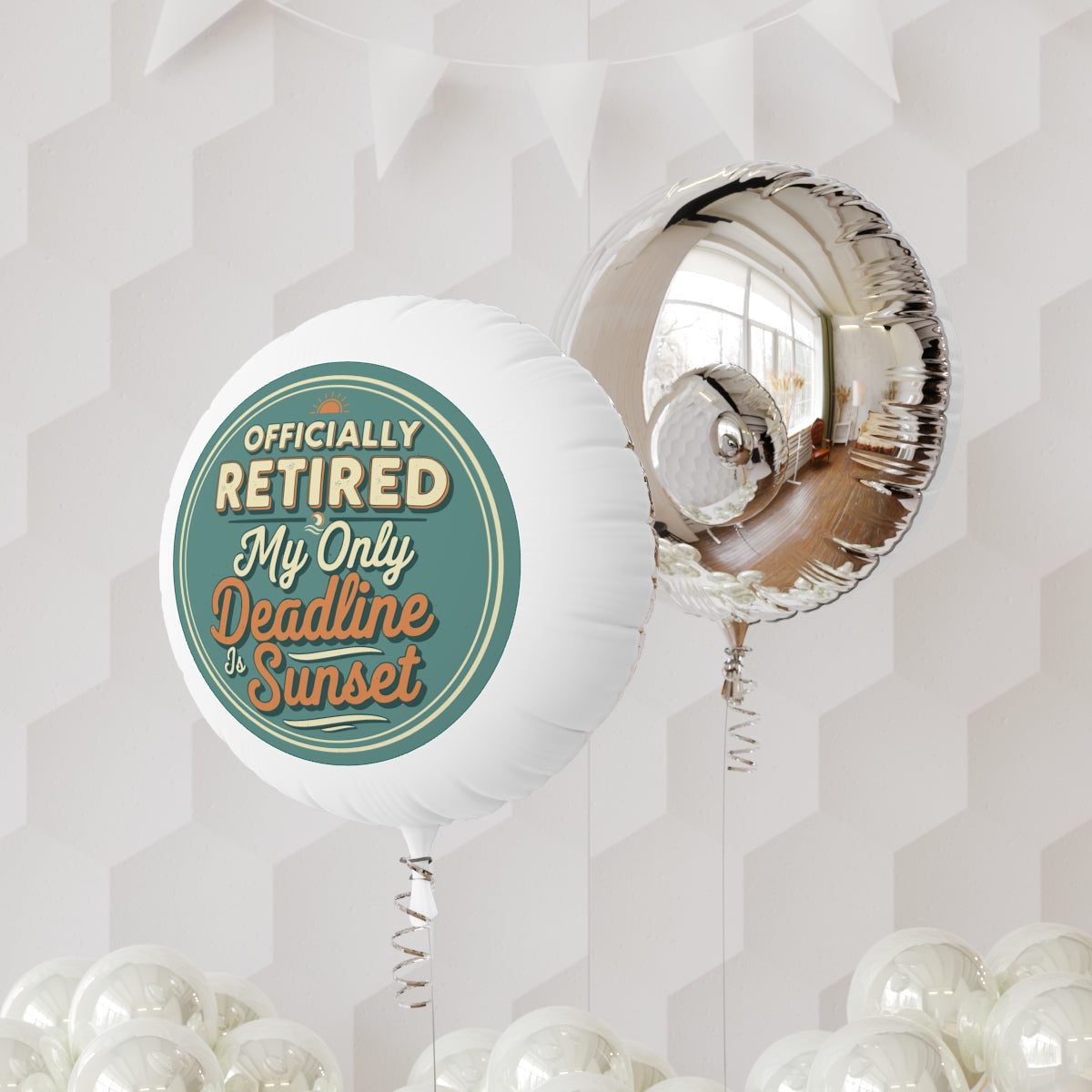 Officially Retired Sunset | My Only Deadline is Sunset | Retirement 11in or 22in Mylar Ballon - Retiree Gifts Retirement Party