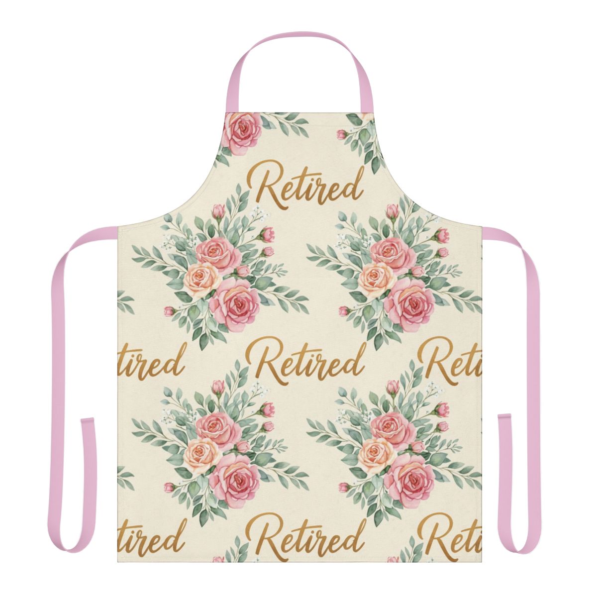 Floral Design Retired Theme Apron for Retiree Chef Gift