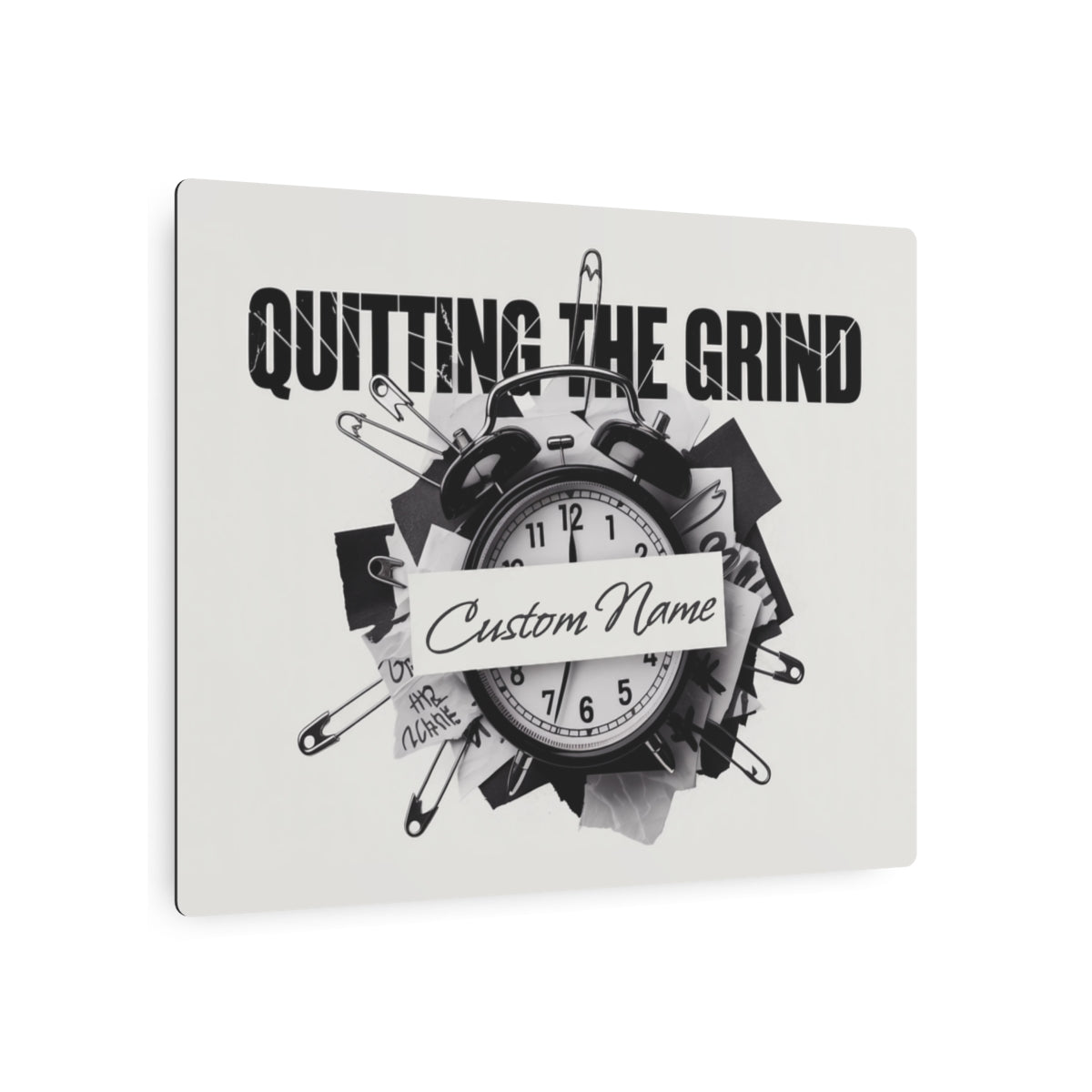 Personalized Quitting the Grind Black and White Metal Art Sign - Retiree Gifts Retirement Party