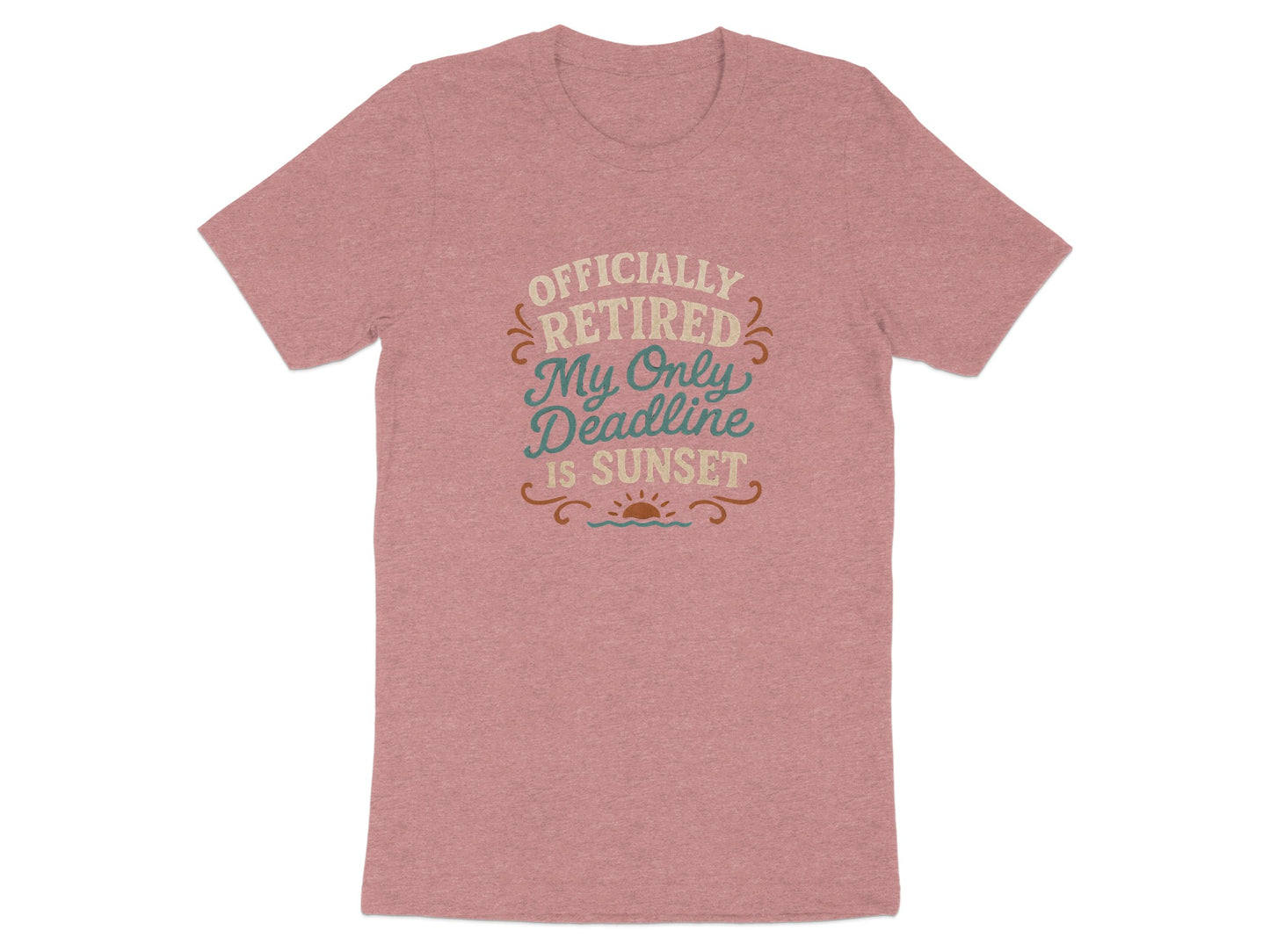 Officially Retired Deadline Sunset | Retirement Gifts | Soft Color Bella T-Shirts - Retiree Gifts Retirement Party