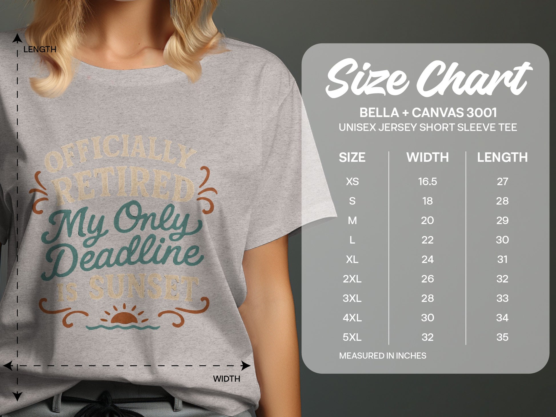 Officially Retired Deadline Sunset | Retirement Gifts | Soft Color Bella T-Shirts - Retiree Gifts Retirement Party