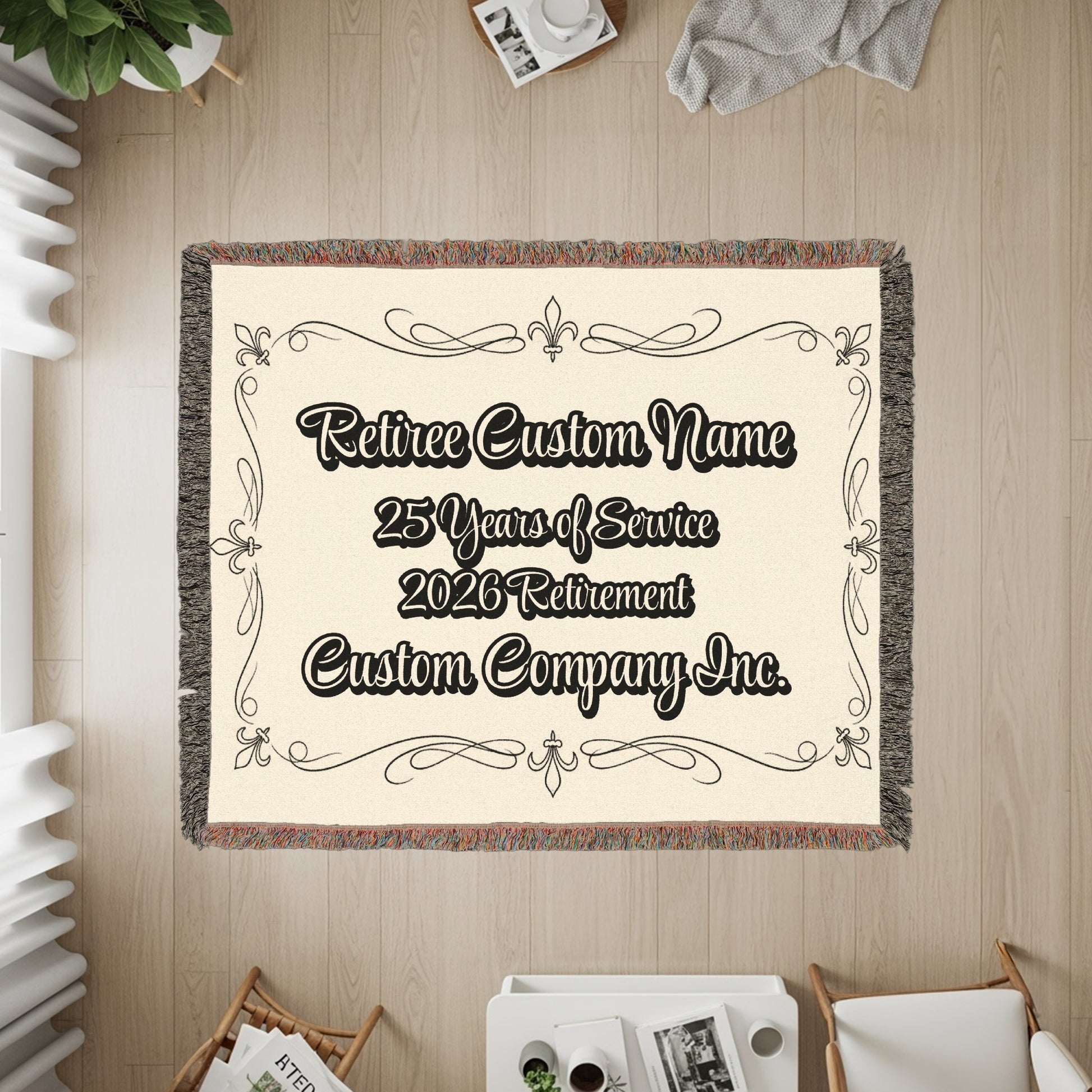 Retirement Blanket Custom Name and Company Product