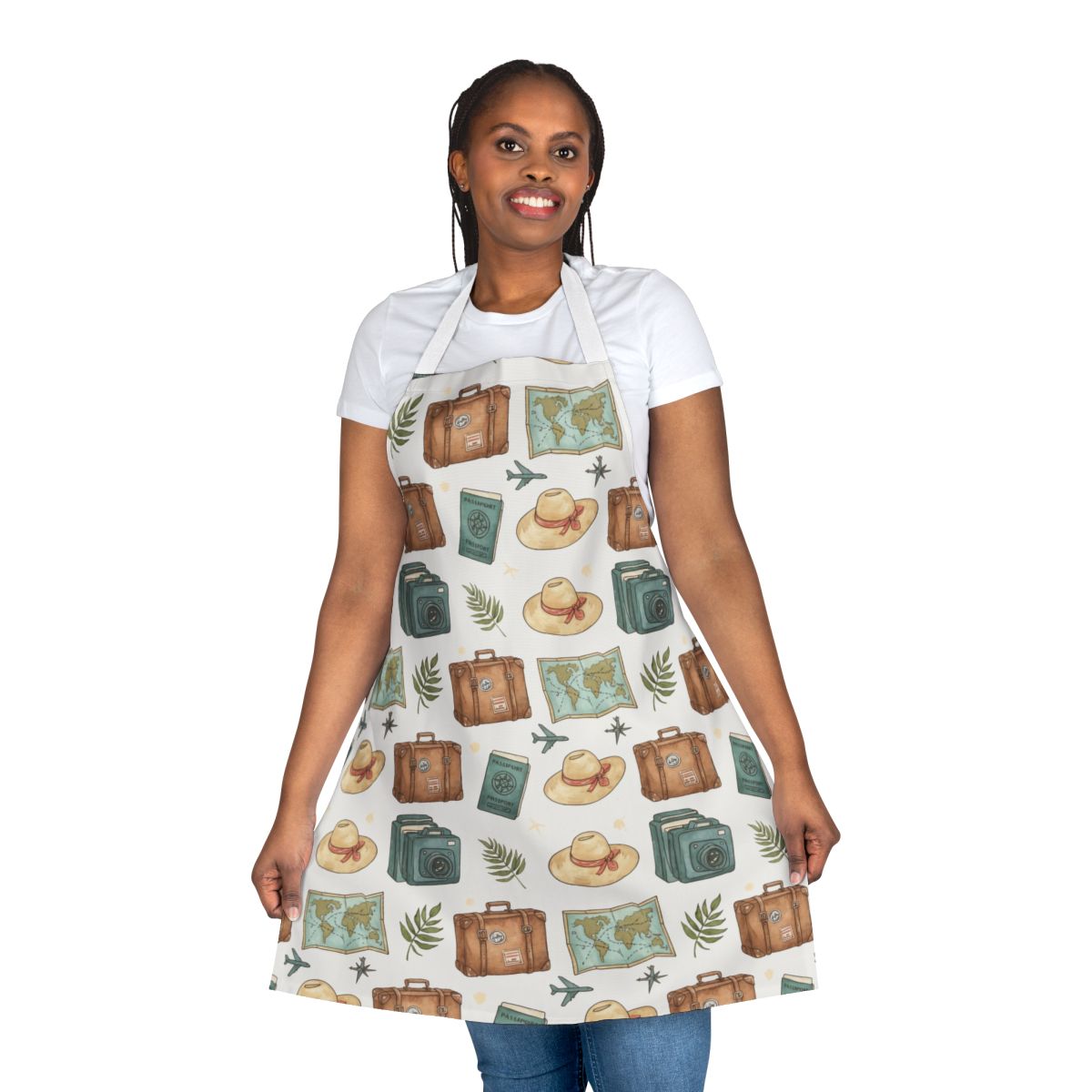 Explore the World Patterned Apron Kitchen Accessory