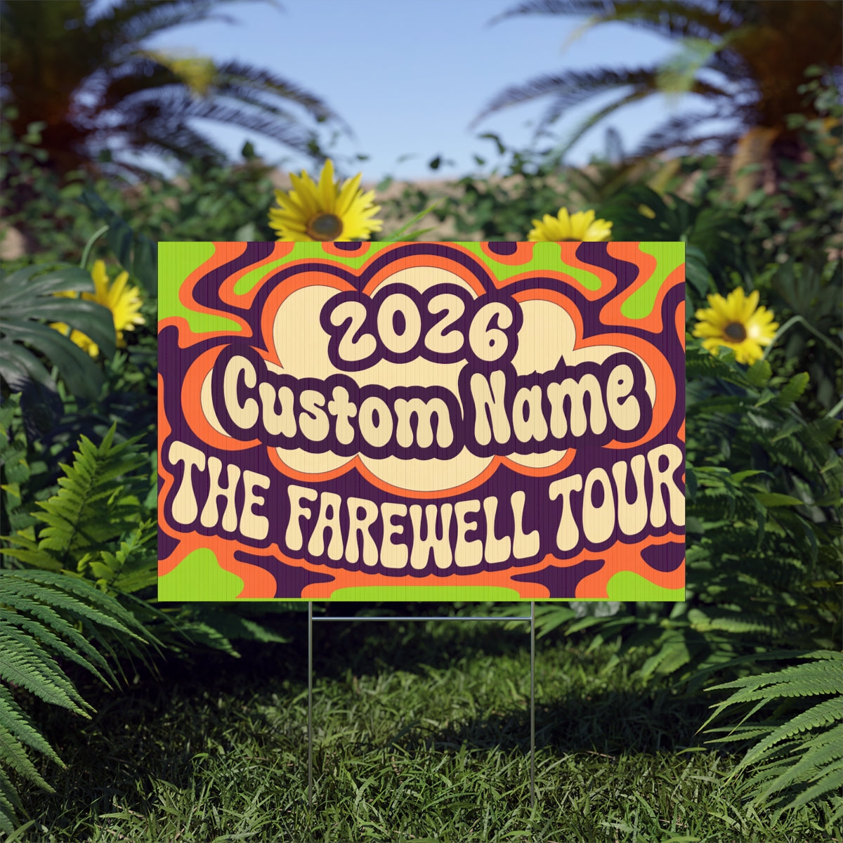 Psychedelic Farewell Tour Bold Retro Colors Vinyl Banner or Yard Sign - Retiree Gifts Retirement Party