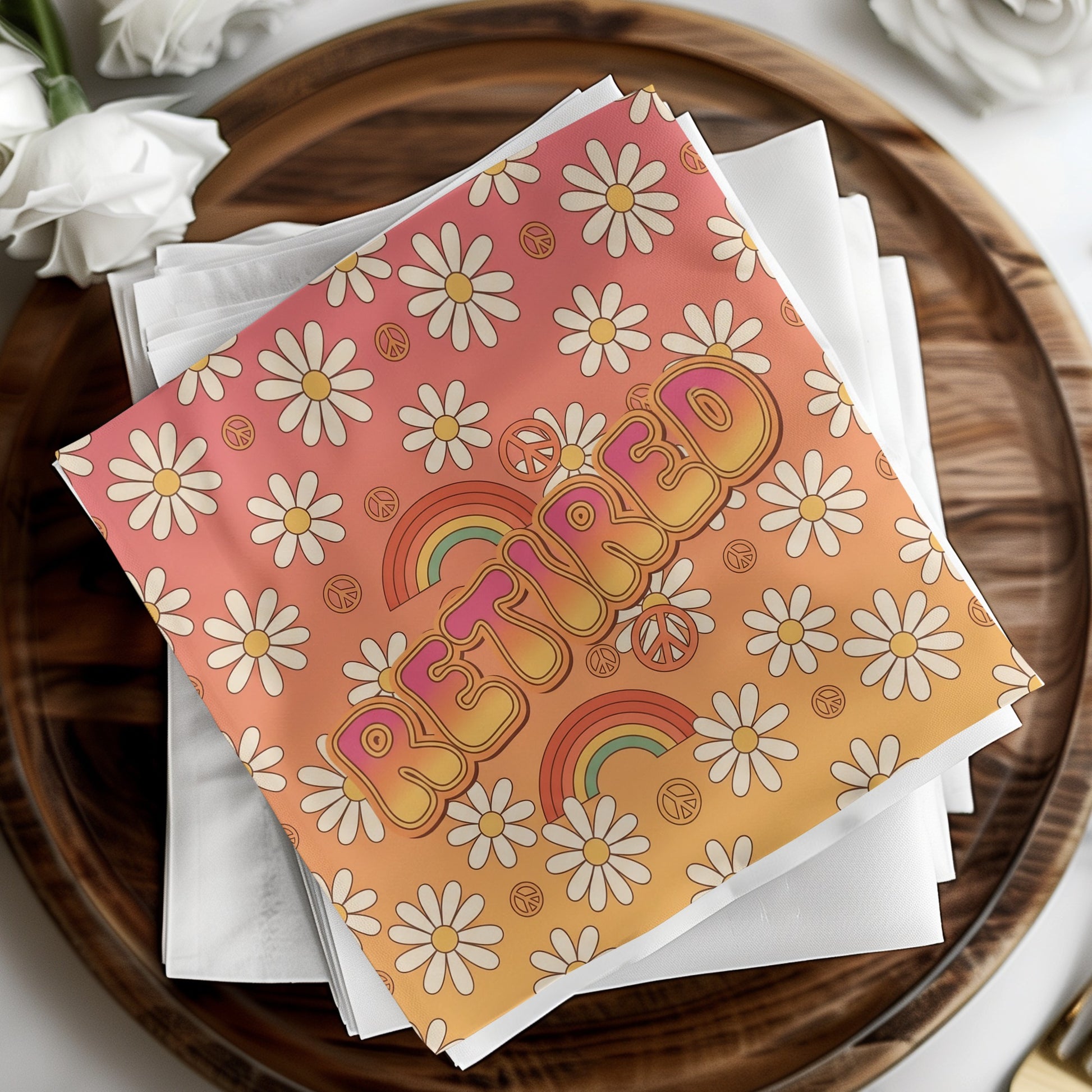 Retired with Rainbows and Daisies Print product