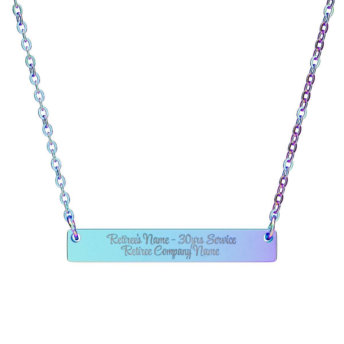 Personalized Engraved Bar Necklace Retirement Gift