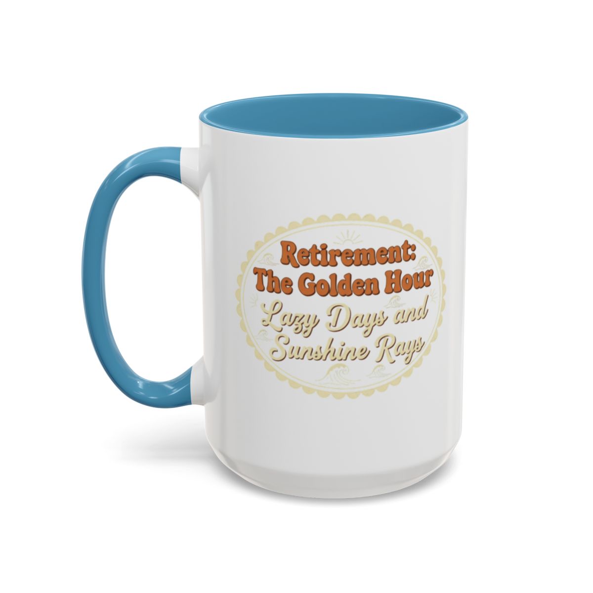 Retirement: The Golden Hour Lazy Days and Sunshine Rays | Gold Silver Black or Access Mugs - Retiree Gifts Retirement Party
