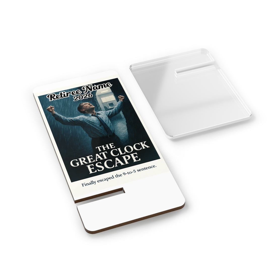 The Great Clock Escape | Finally Escaped The Sentence | Personalized Mobile Phone Display Stand - Retiree Gifts Retirement Party