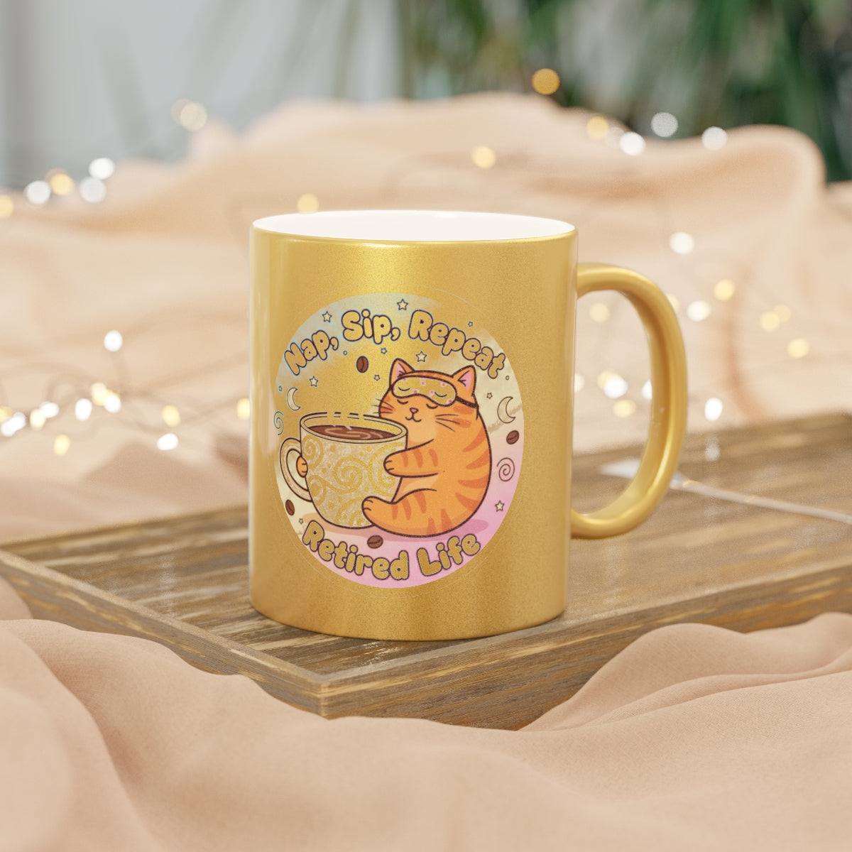 Nap Sip Repeat Retired Life Cat Mug