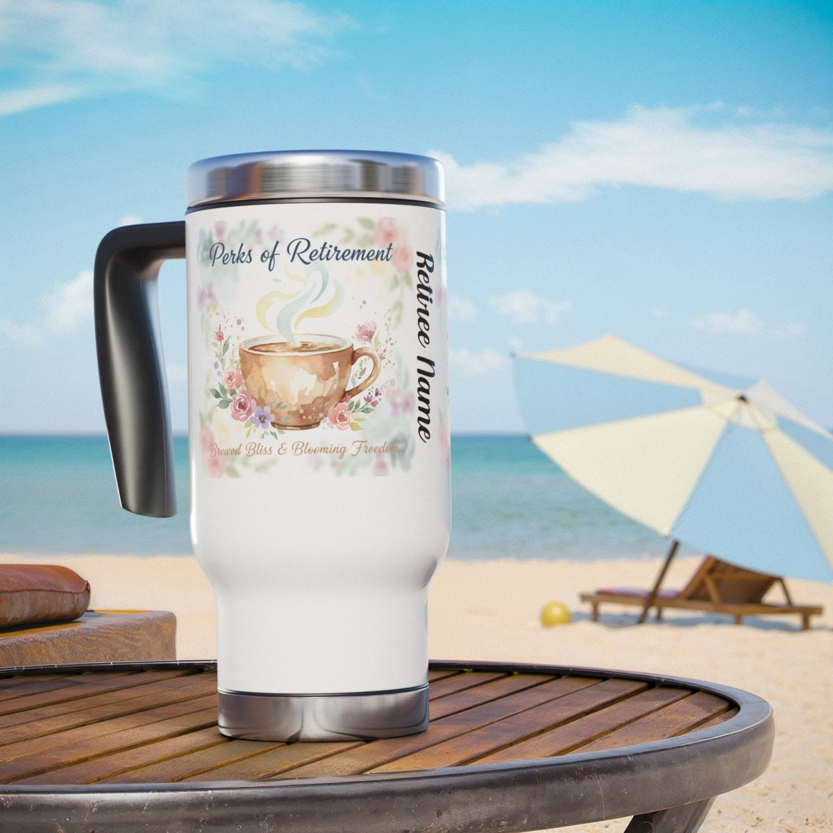 Perks of Retirement Personalized Mug Flower Design