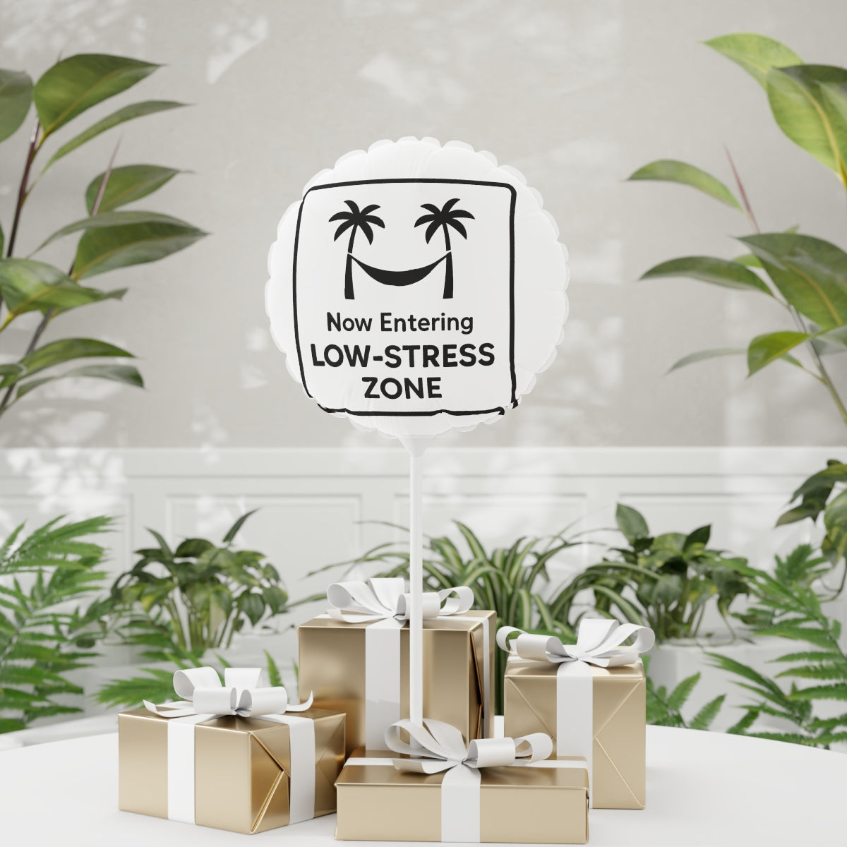 Now Entering Low Stress Zone Palm Hammock Graphic Mylar Ballon - Retiree Gifts Retirement Party