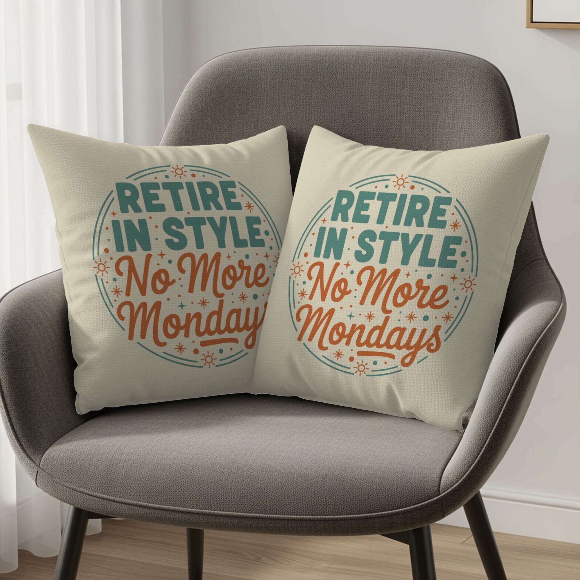 Retire In Style No More Mondays | Square Pillow - Retiree Gifts Retirement Party