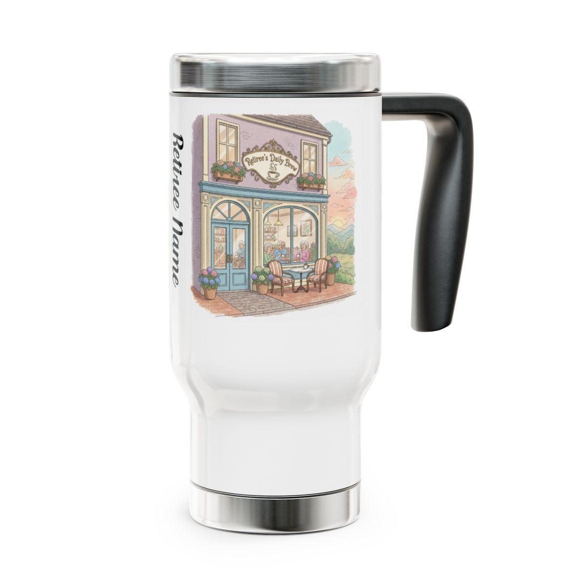 Relaxing Coffee Scene Printed Insulated Travel Mug