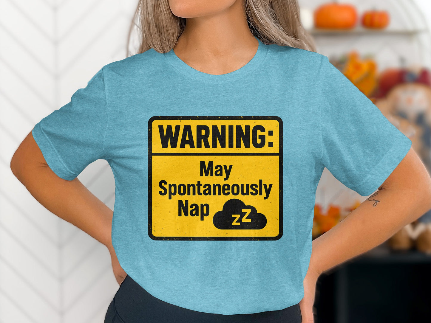Warning May Spontaneously Nap Funny | A Caution | Retirement Personalized Soft Color Bella T-Shirts - Retiree Gifts Retirement Party