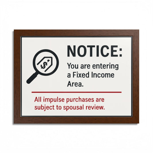 Fixed Income Area Impulse Purchases Spousal Review Framed Art Posters - Retiree Gifts Retirement Party