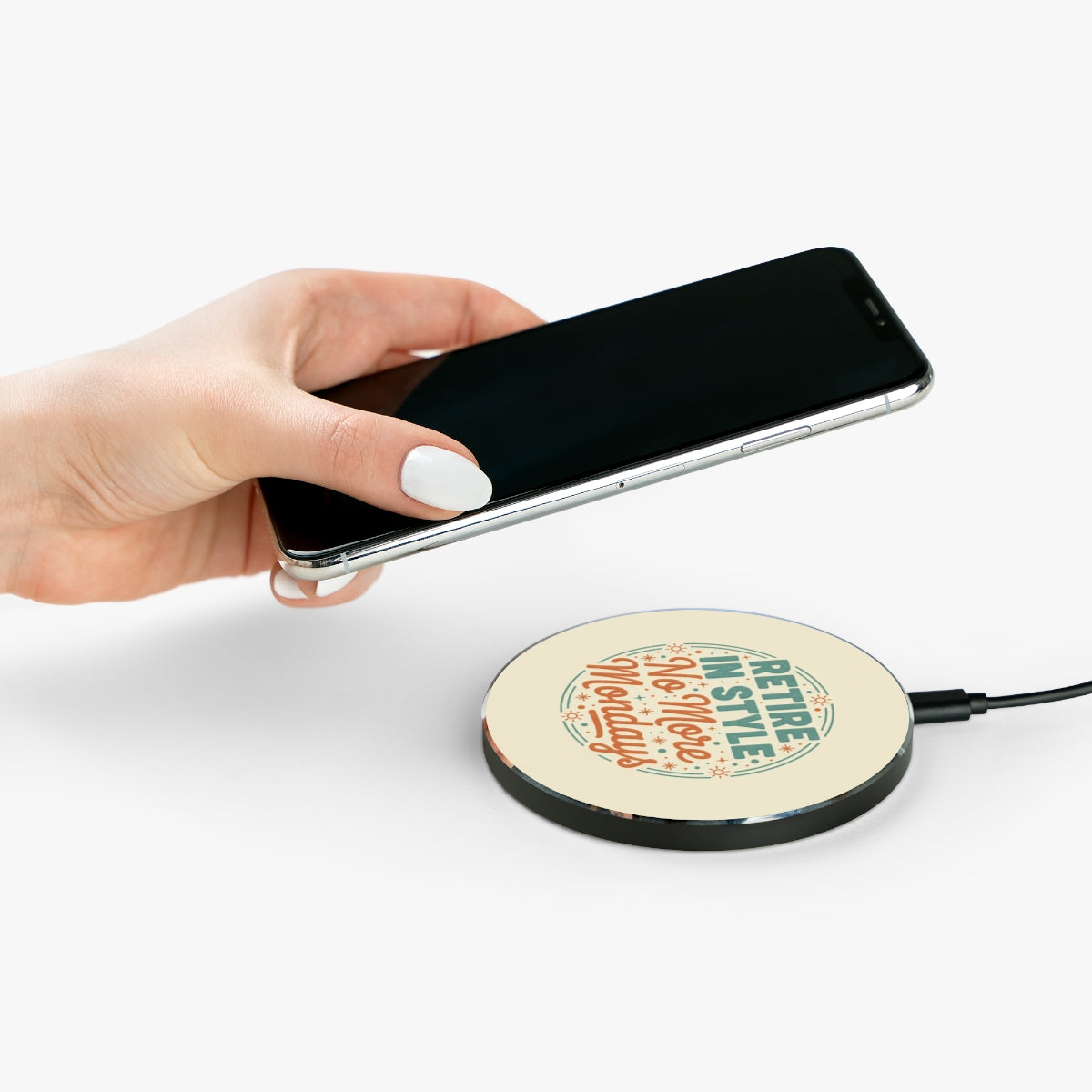 Retire in Style No More Mondays | Retirement Gift Idea | Personalized Phone Stand or Phone Charger - Retiree Gifts Retirement Party
