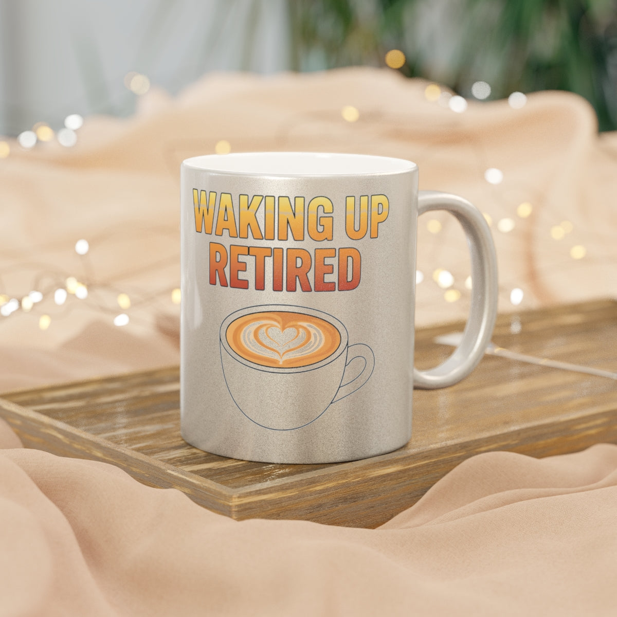 Waking Up Retired Coffee Mug with Latte Art Design