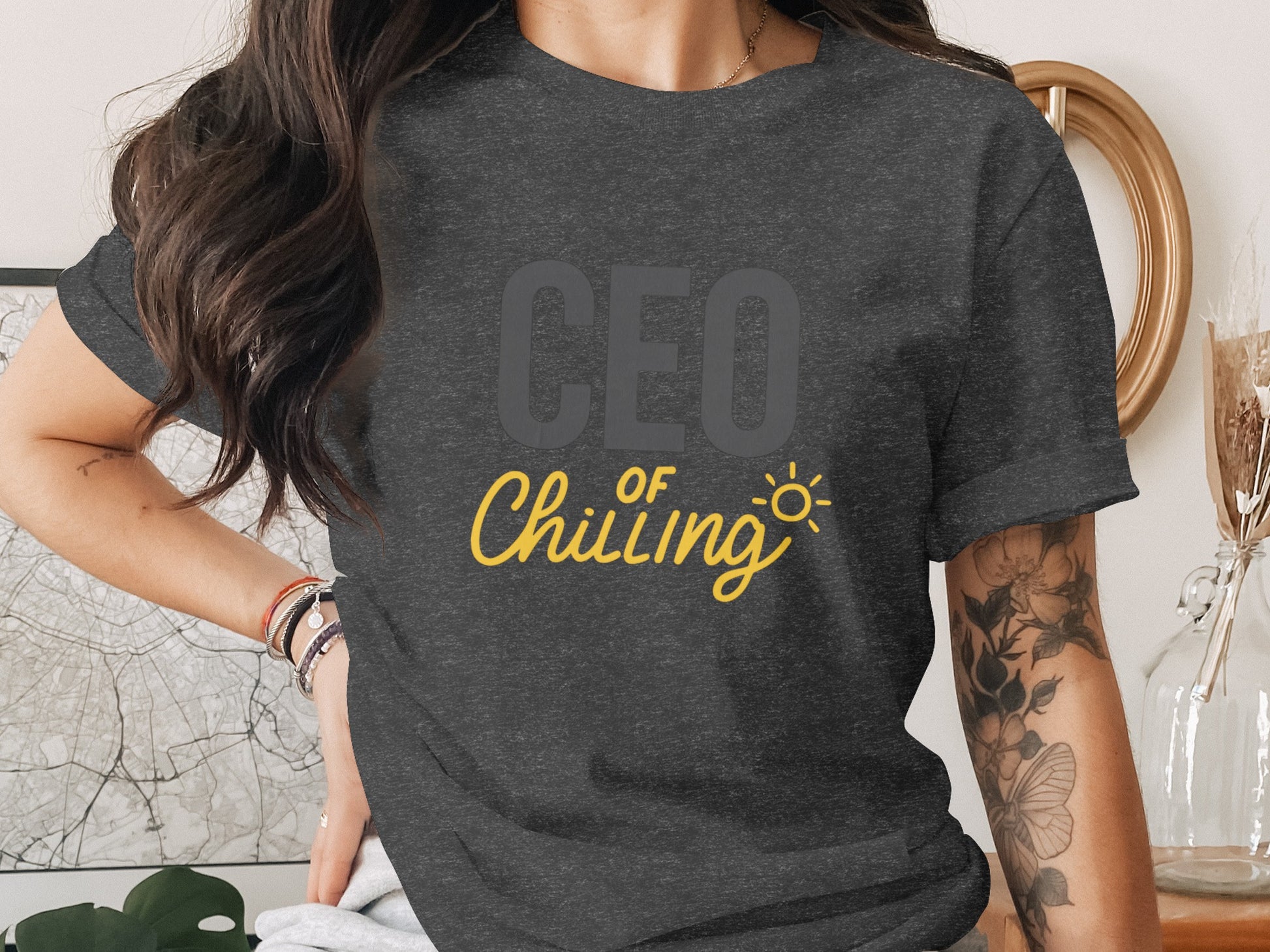 CEO of Chilling | Retire in Style with Dark Heather Color Bella T-Shirts - Retiree Gifts Retirement Party