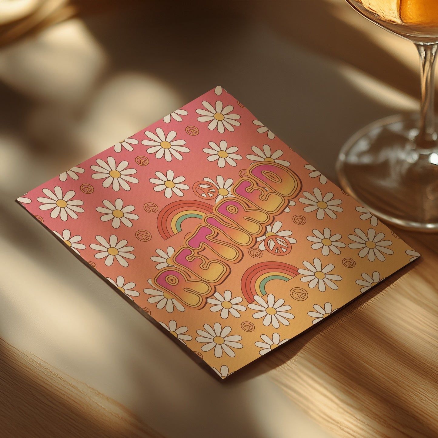 Retro Daisy and Rainbow Retired Celebration Card