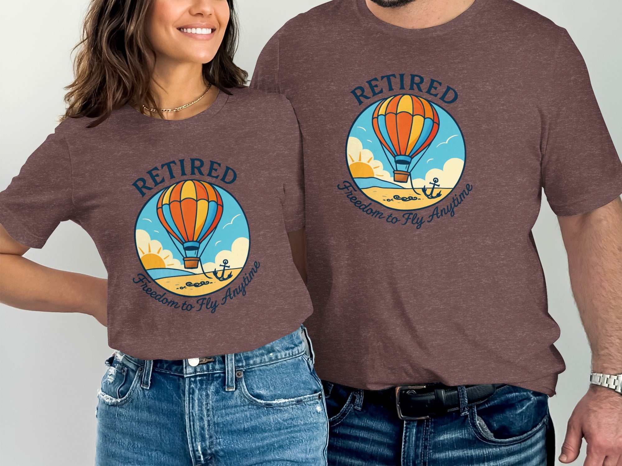 Retired Freedom to Fly Anytime | Dark Heather Color Bella T-Shirts - Retiree Gifts Retirement Party