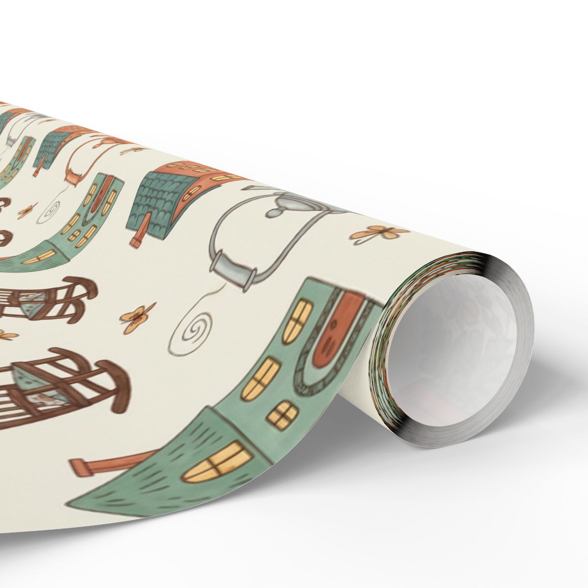 Colorful Whimsical Houses Art Print Wrapping Paper Roll