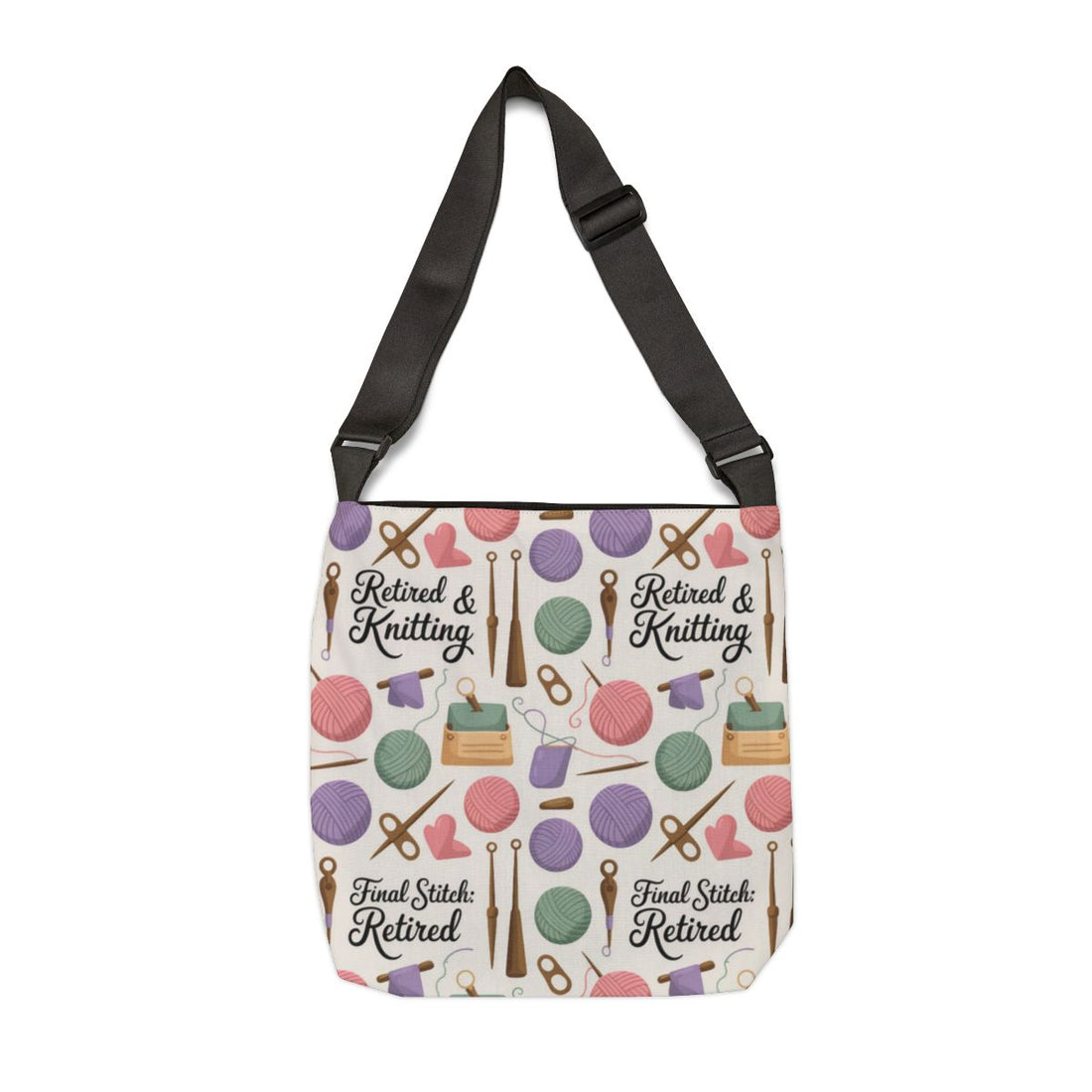 Retired and Knitting Final Stitch Design Canvas Tote Bags - Retiree Gifts Retirement Party