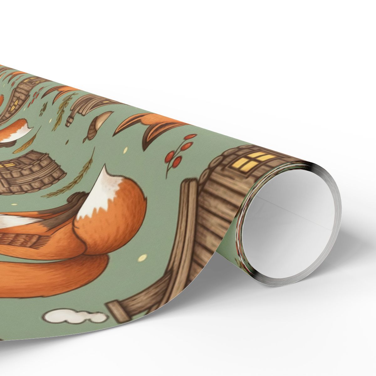 Adorable Fox and Cozy Cabin Decorative Paper Roll