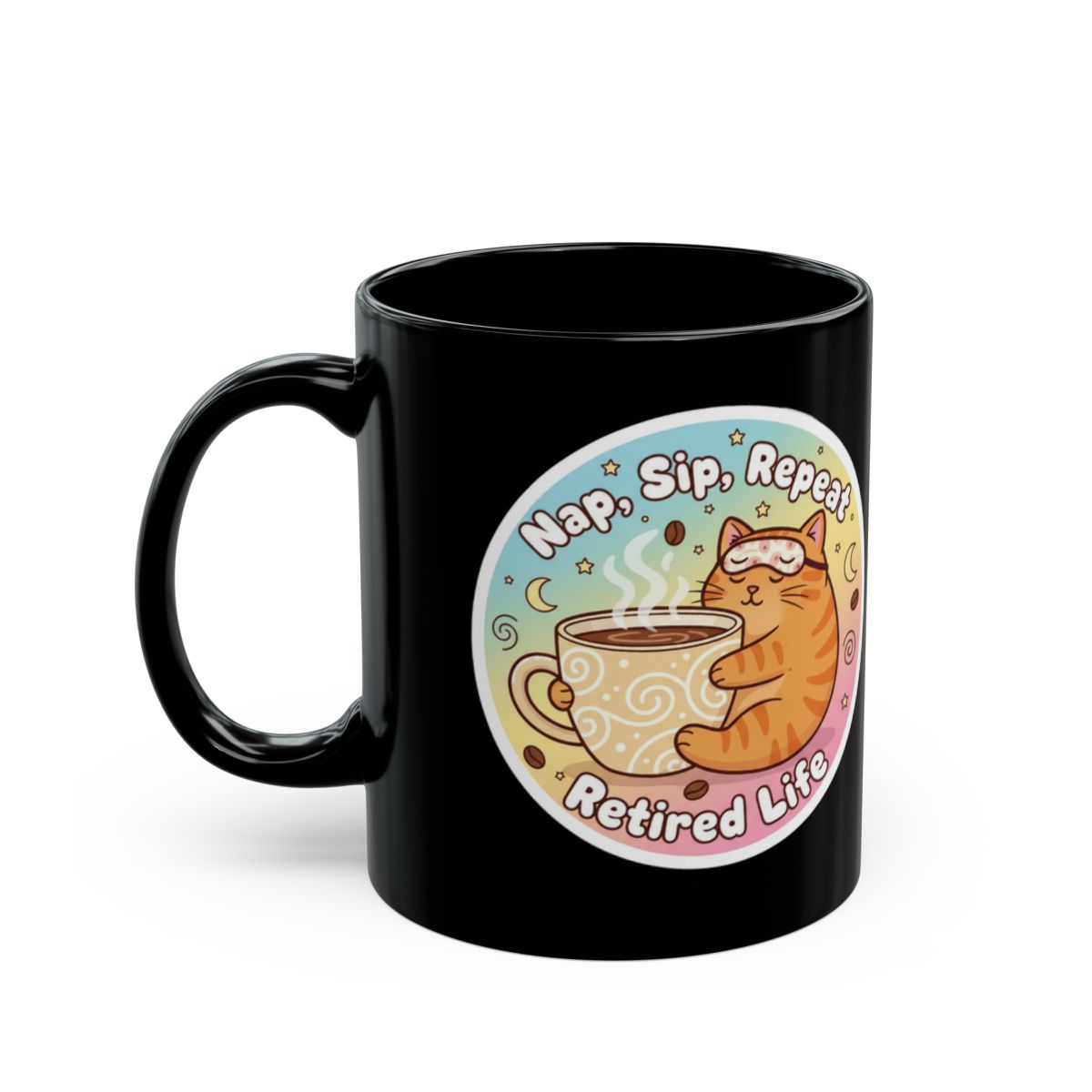 Nap Sip Repeat Retired Life Cat Design Mug